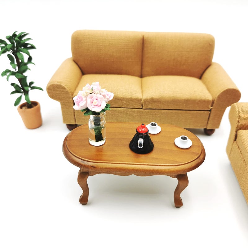 SXFSE Dollhouse Decoration Accessories,1/12 Mini Dollhouse Furniture Miniature Teatable Coffee Table Living Room Toy - Image 4